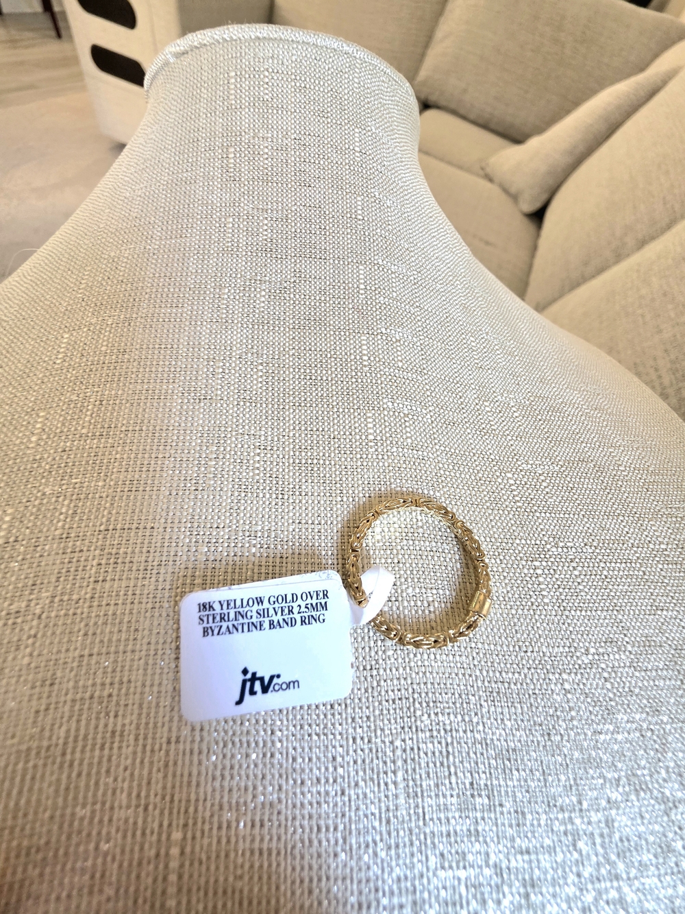 JTV 18K Yellow Gold Over Sterling Silver 2.5mm Byzantine Band Ring - Size 12.5 - Picture 2 of 12